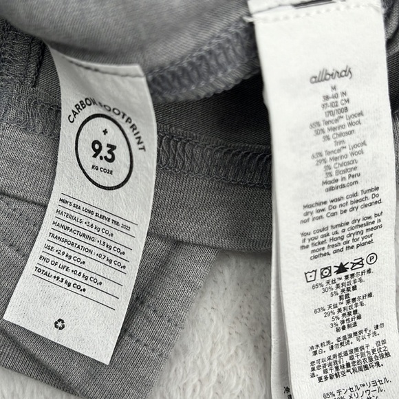 NWT‎ Allbirds S, XL Gray LS Merino Wool, Tencel, Athletic Shirt - Picture 7 of 15